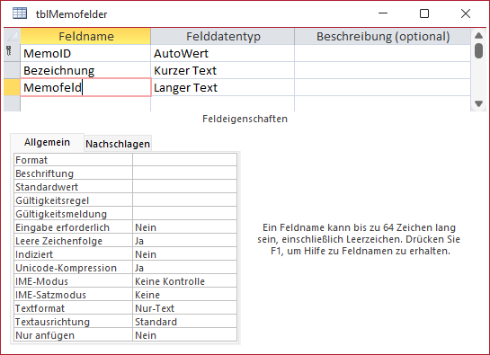 Tabelle zum Reproduzieren des Problems