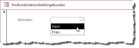 Ungebundenes Kombinationsfeld mit Daten