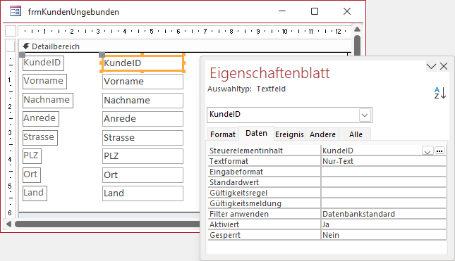 Das gebundene Formular