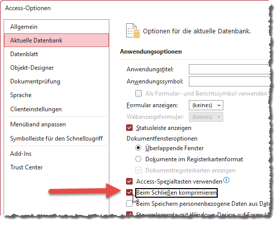 Aktivieren der automatischen Komprimierung