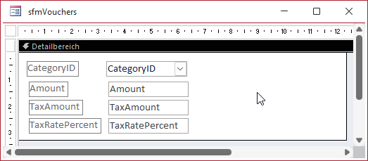 Das Unterformular sfmVouchers