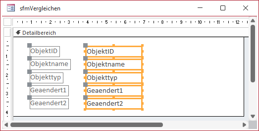 Unterformular der Anwendung