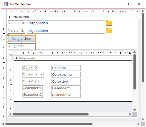 Das Hauptformular der Anwendung in der Entwurfsansicht