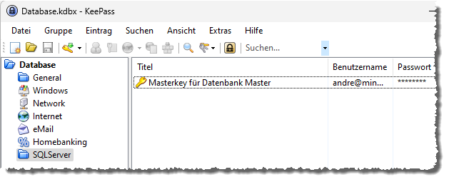Der gespeicherte Schlüssel in KeePass