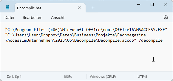 Batch-Datei zum Starten des Kompiliervorgangs