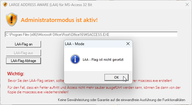 Anzeige des Status bezüglich des LAA-Flags