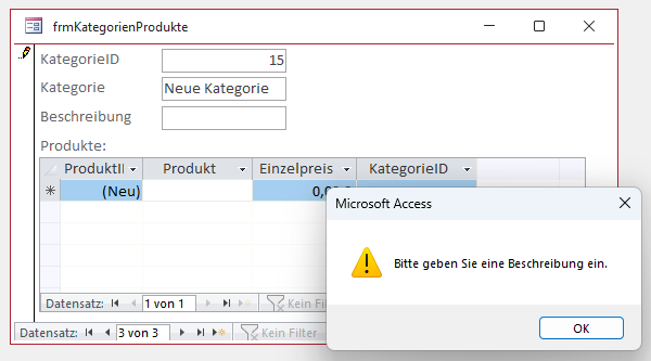 Die Validierung schlägt zuerst an.