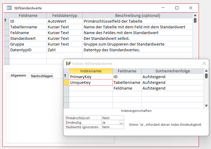 Festlegen eines eindeutigen, zusammengesetzten Indexes