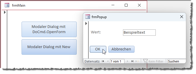 Beispiel für einen modalen Dialog