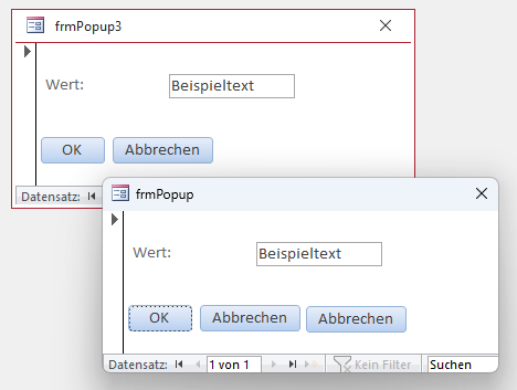 Unterschied zwischen Rahmenart gleich Dialog und einem tatsächlich als Dialog geöffnetem Formular