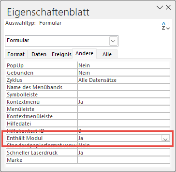 Hinzufügen eines Moduls zum Unterformular