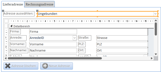 Erste Seite des Registersteuerelements