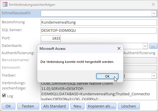 Der erste Zugriff ist misslungen.