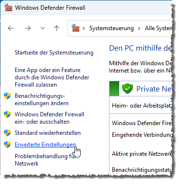 Anzeigen der erweiterten Einstellungen