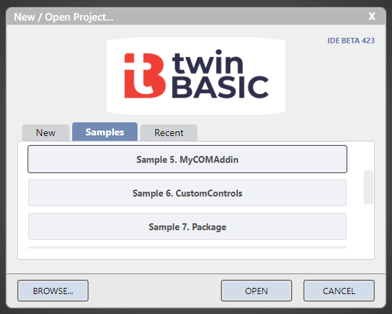 Neues Projekt auf Basis einer Vorlage