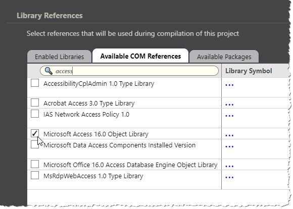 Hinzufügen eines Access-Verweises