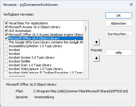 Verweis auf die Office-Bibliothek