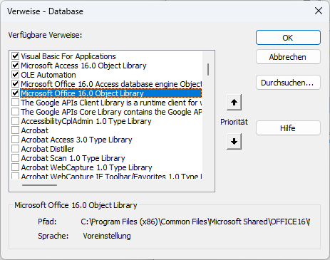 Verweis auf die Office-Bibliothek