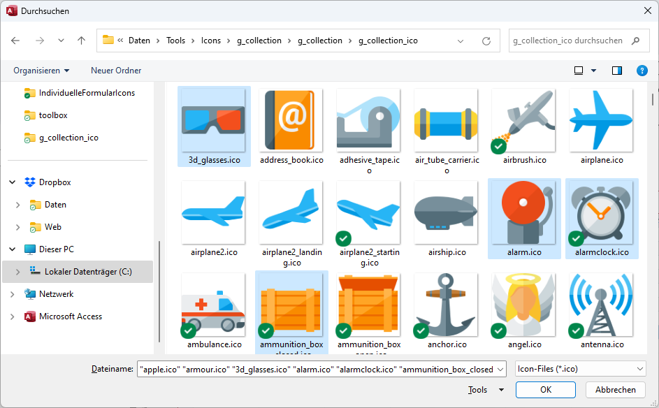 Auswahldialog für .ico-Dateien