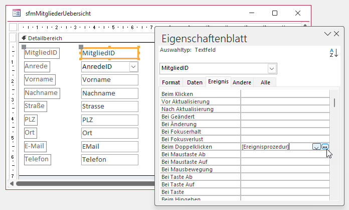 Ereignis Beim Doppelklicken implementieren