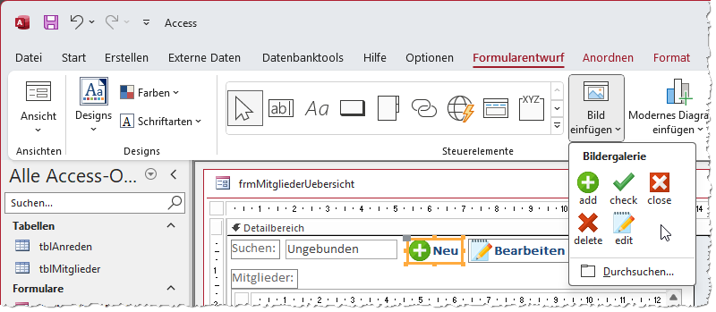 Hinzufügen von Icons zu Schaltflächen