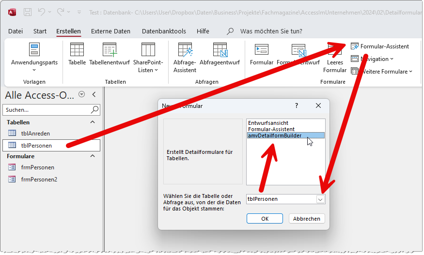 Entwurfsansicht des Formulars frmButtonStyles