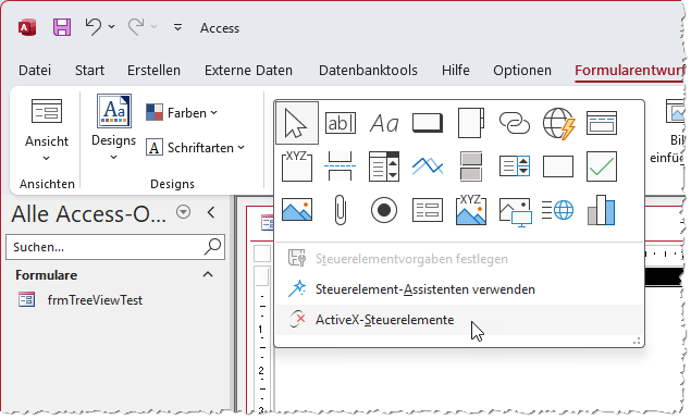 ActiveX-Steuerelement hinzufügen