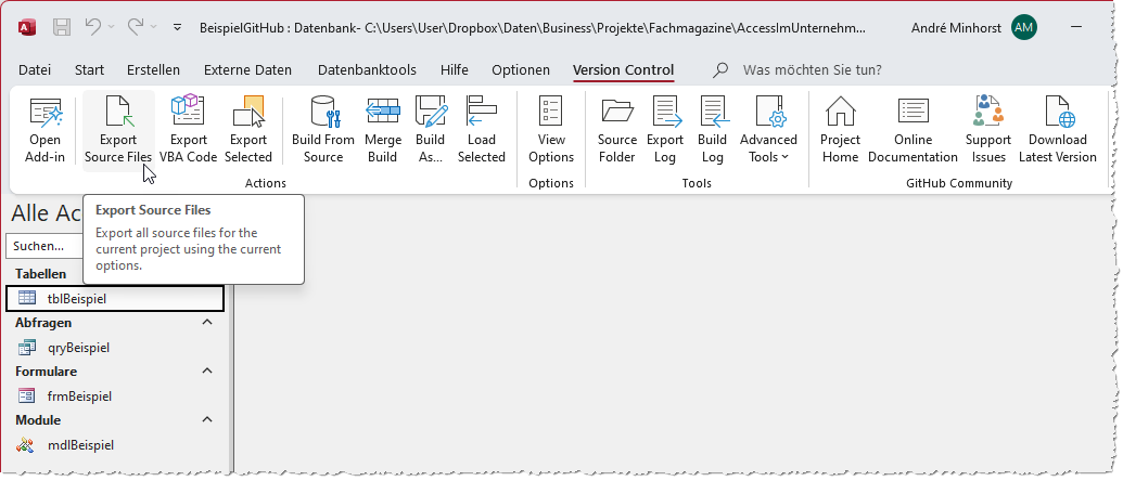 Erster Export der Objekte