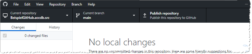 GitHub Desktop mit dem neuen Repository