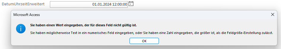 Fehler durch die Eingabe im regulären deutschen Datum/Uhrzeit-Format