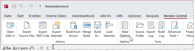 Öffnen der Optionen