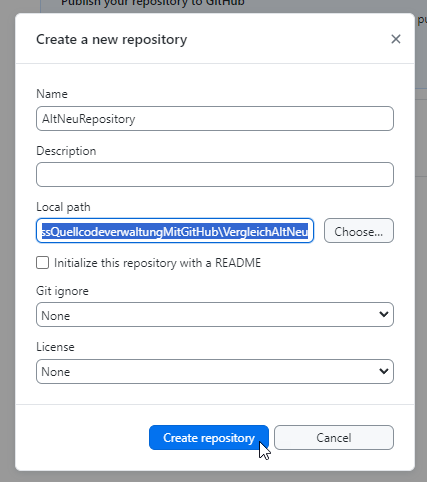 Auswahl des Verzeichnisses