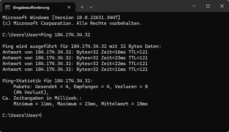 Die Verbindung zum Webserver funktioniert grundsätzlich.