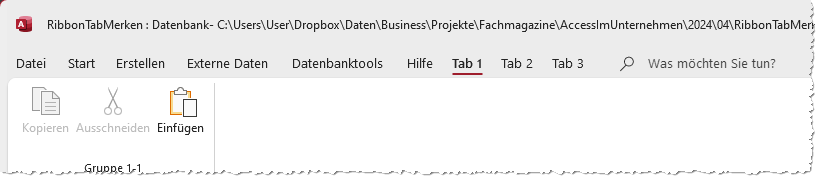 Beispielribbon, dessen Tabs wir uns merken wollen