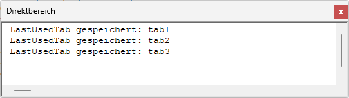 Ausgabe nach dem Aktivieren der drei Ribbon-Tabs