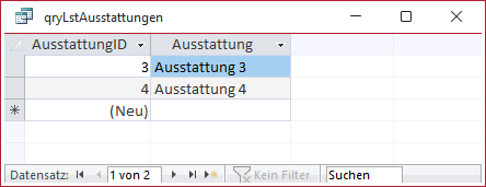Die Abfrage qryLstAusstattungen