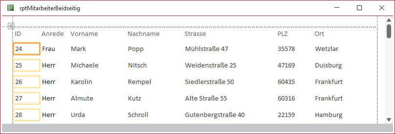 Ausrichten der IDs am linken Spaltenrand