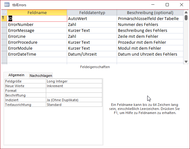 Die Inhalte dieser Tabelle sollen im Formular angezeigt werden