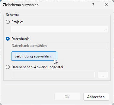 Auswahl der Zieldatenbank