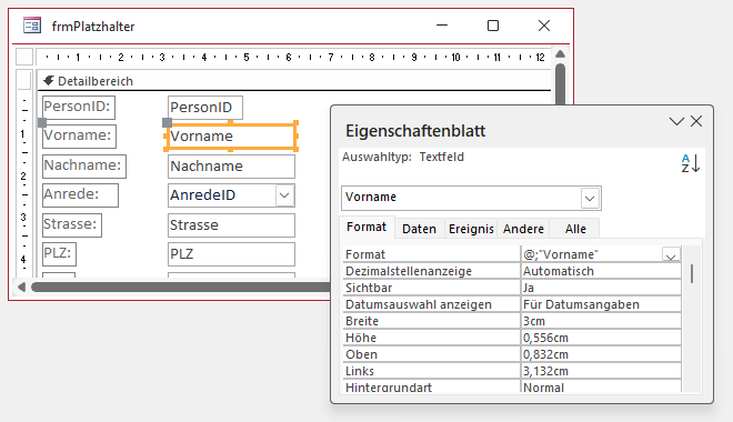Einstellen des Formats für die Anzeige eines Platzhalter-Textes