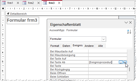Anlegen der Ereignisprozedur
