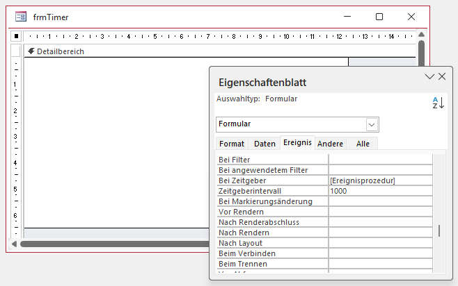 Einstellungen für einen Formular-Timer