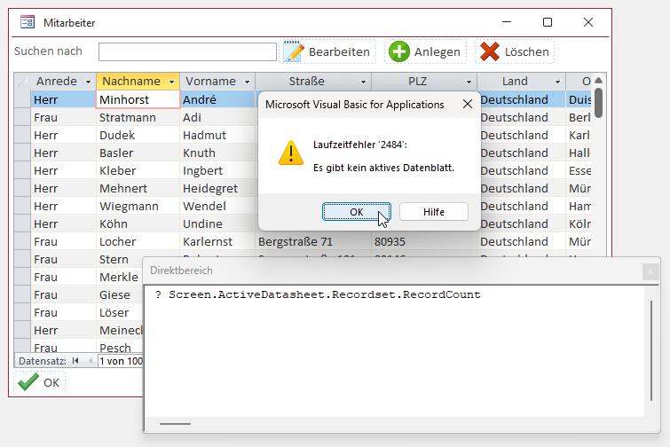 Fehler beim Zugriff per VBA auf das aktuelle Datenblatt im Unterformular