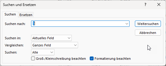 Der Suchen und Ersetzen-Dialog