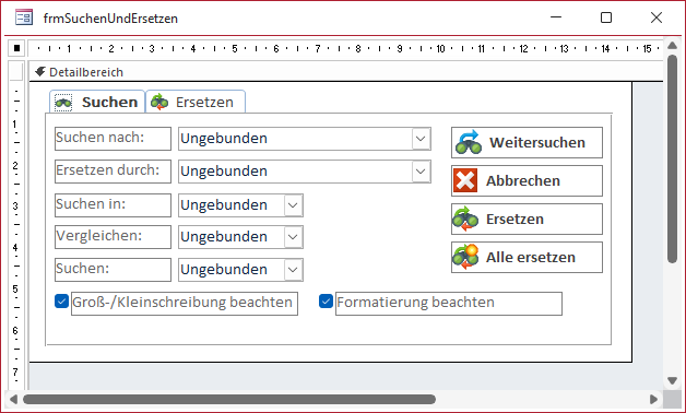 Entwurf des neuen Suchen und Ersetzen-Dialogs