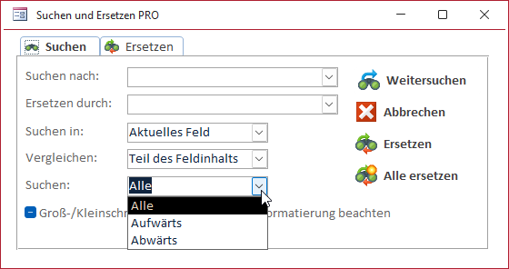 Kombinationsfeld in Aktion