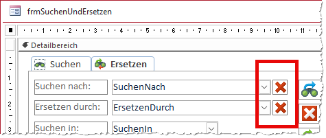 Schaltflächen zum Leeren