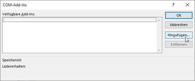 Hinzufügen eines COM-Add-Ins