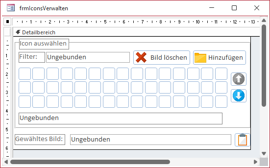 Das Formular frmIconsVerwalten in der Entwurfsansicht
