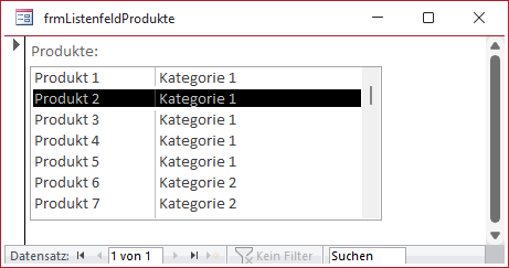 Einfachauswahl eines Eintrags